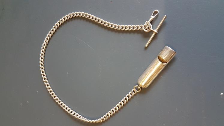 Victorian Silver Whistle and Albert Chain - Image 1