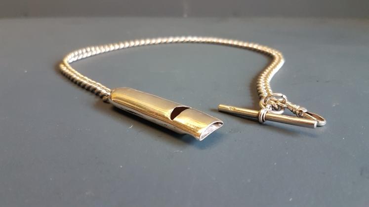 Victorian Silver Whistle and Albert Chain - Image 2