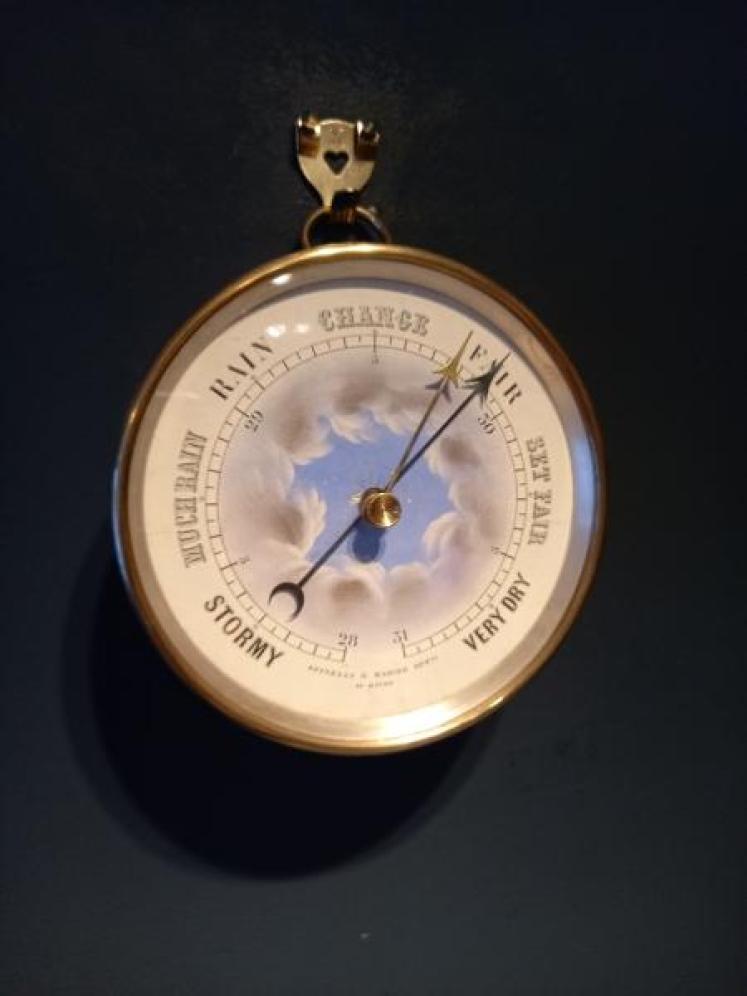 Superb 19th Century Clouds Enamel Dial Marine Barometer - Image 1