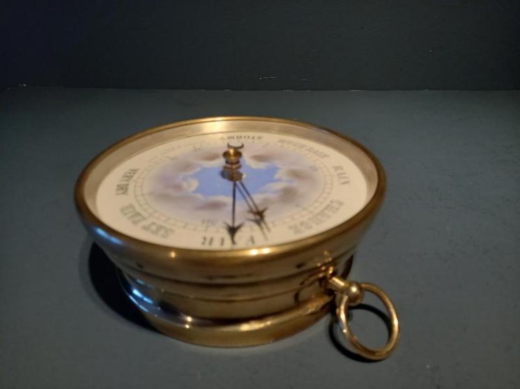 Superb 19th Century Clouds Enamel Dial Marine Barometer - Image 7