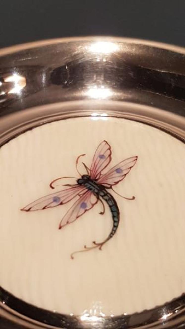 Fine Quality Silver and Porcelain Panel Pin Tray - Image 2