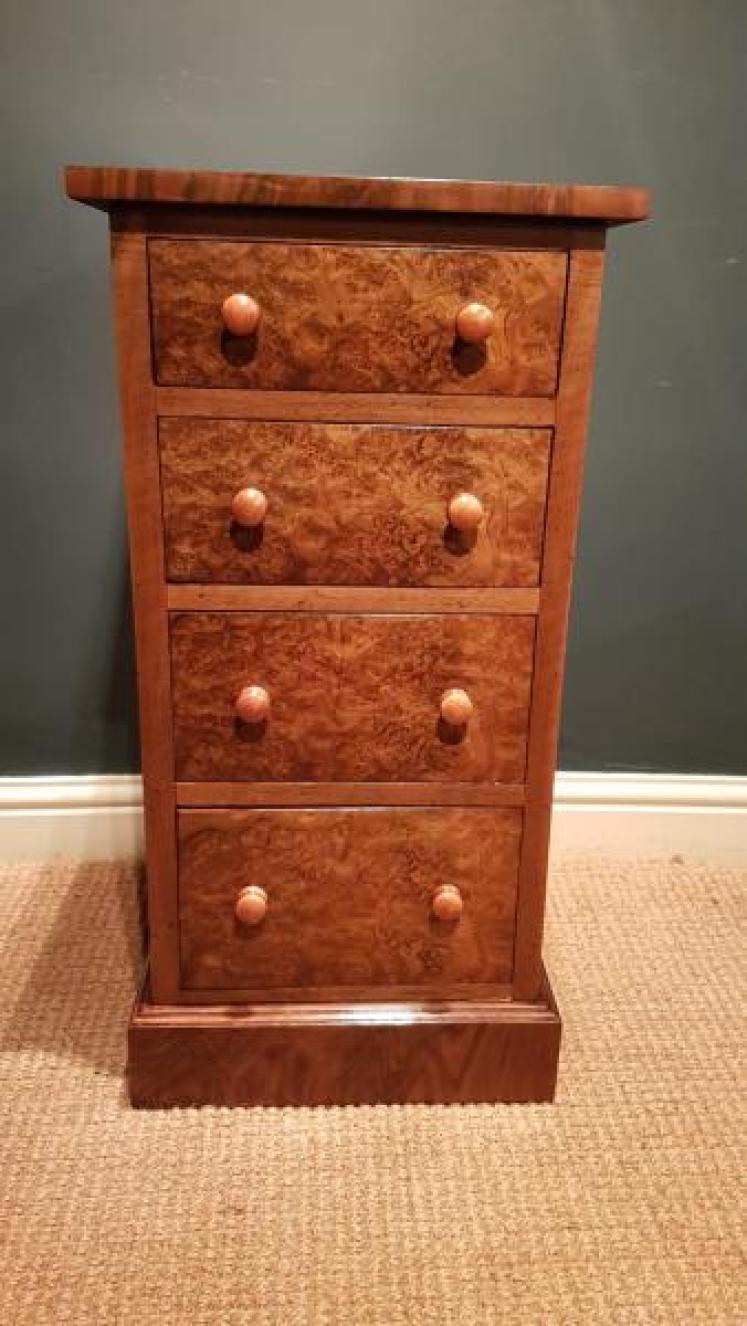 Matching Pair of Antique Burr Walnut Bedside Chests - Image 2