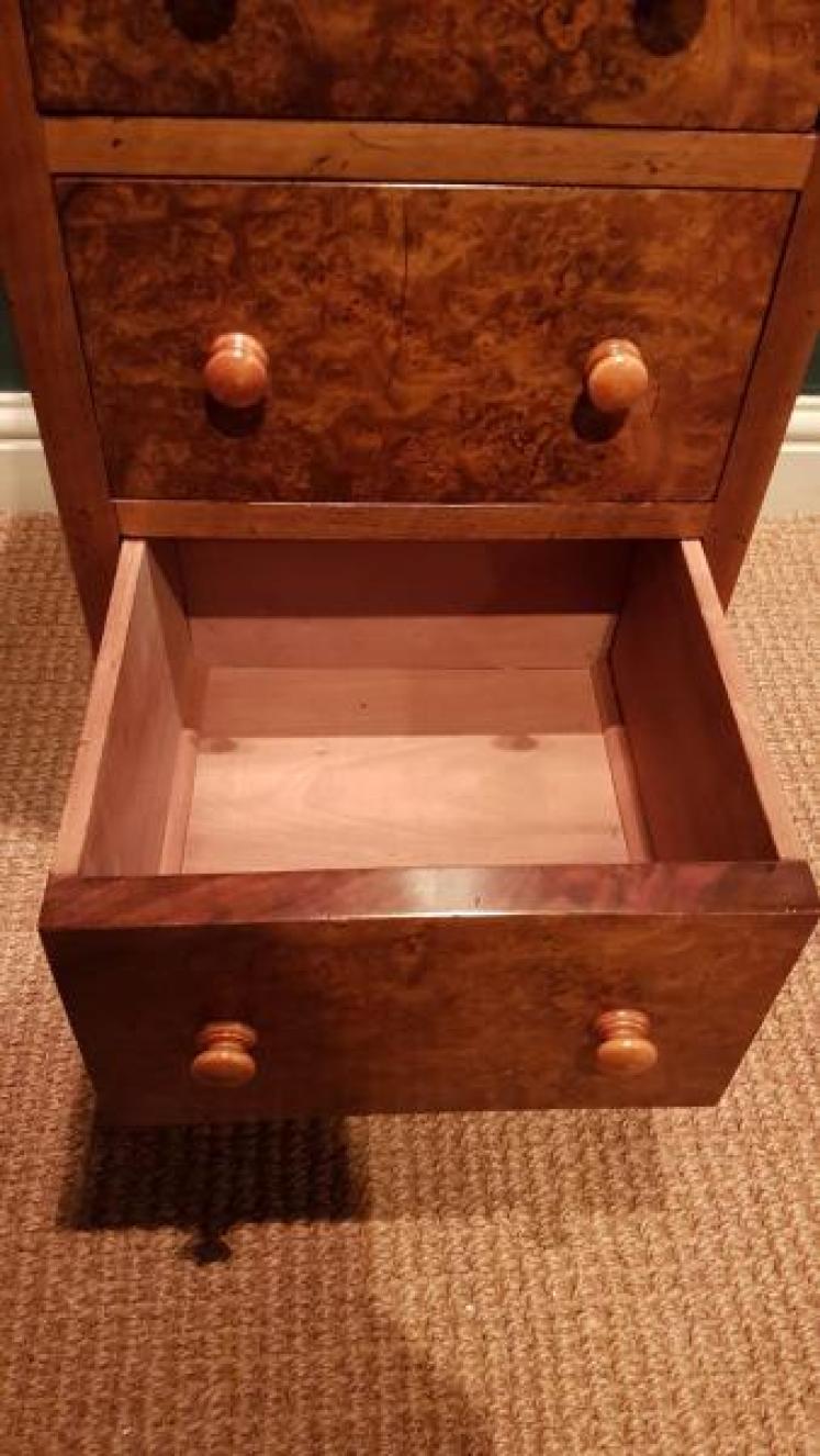 Matching Pair of Antique Burr Walnut Bedside Chests - Image 4