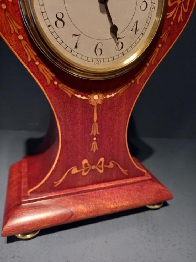 Antique Fruitwood Inlaid Mappin & Webb Exhibition Clock - Image 4