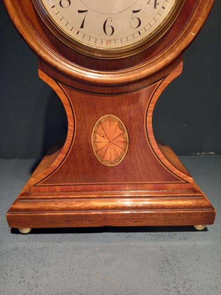 Late Victorian Sheraton Inlaid Balloon Shaped Mantel Clock - Image 3