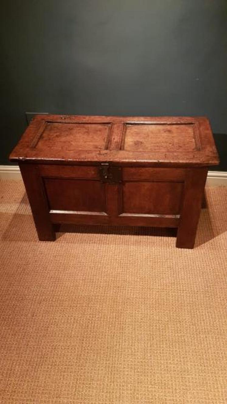 Small Period Oak Two Panel Coffer - Image 2