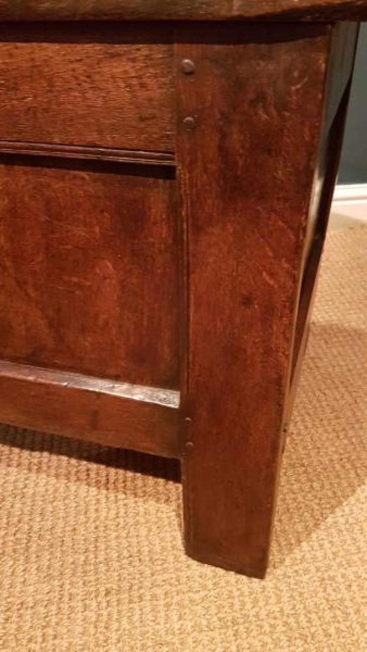 Small Period Oak Two Panel Coffer - Image 5
