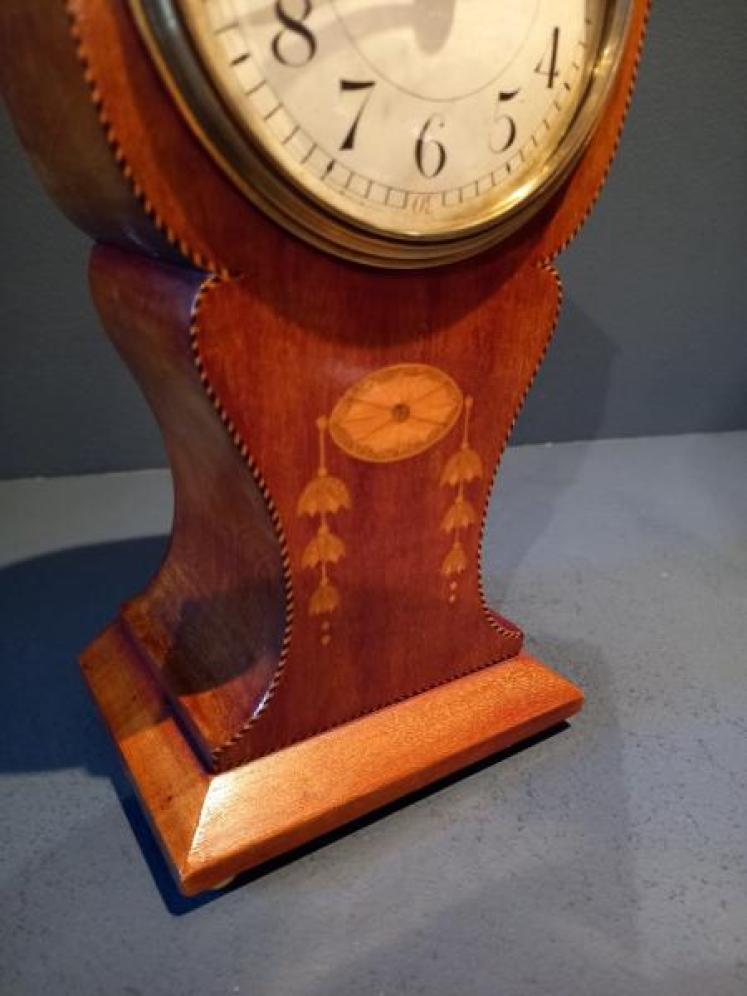 Unusual Edwardian Period Sheraton Inlaid Mantel Clock - Image 2