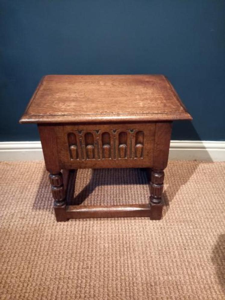George I Style Oak 'Box' Joint Stool - Image 7