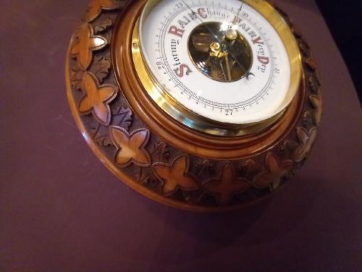 Superb Antique Solid Walnut Skeletonised Barometer - Image 6