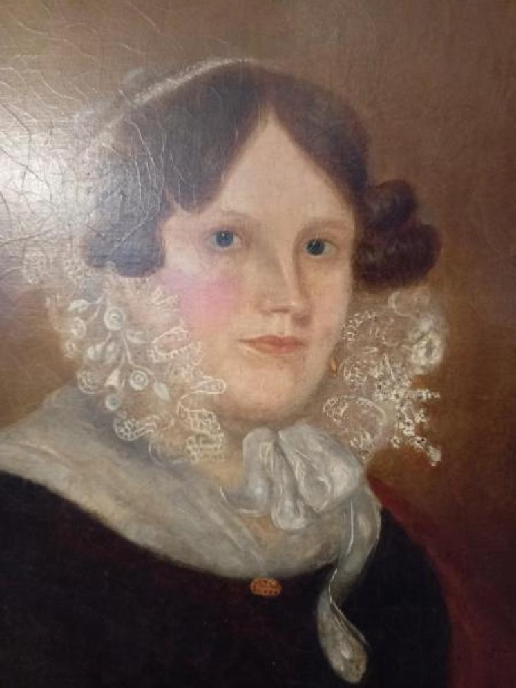 Antique Early Victorian Oil on Canvas Portrait of a Lady - Image 3