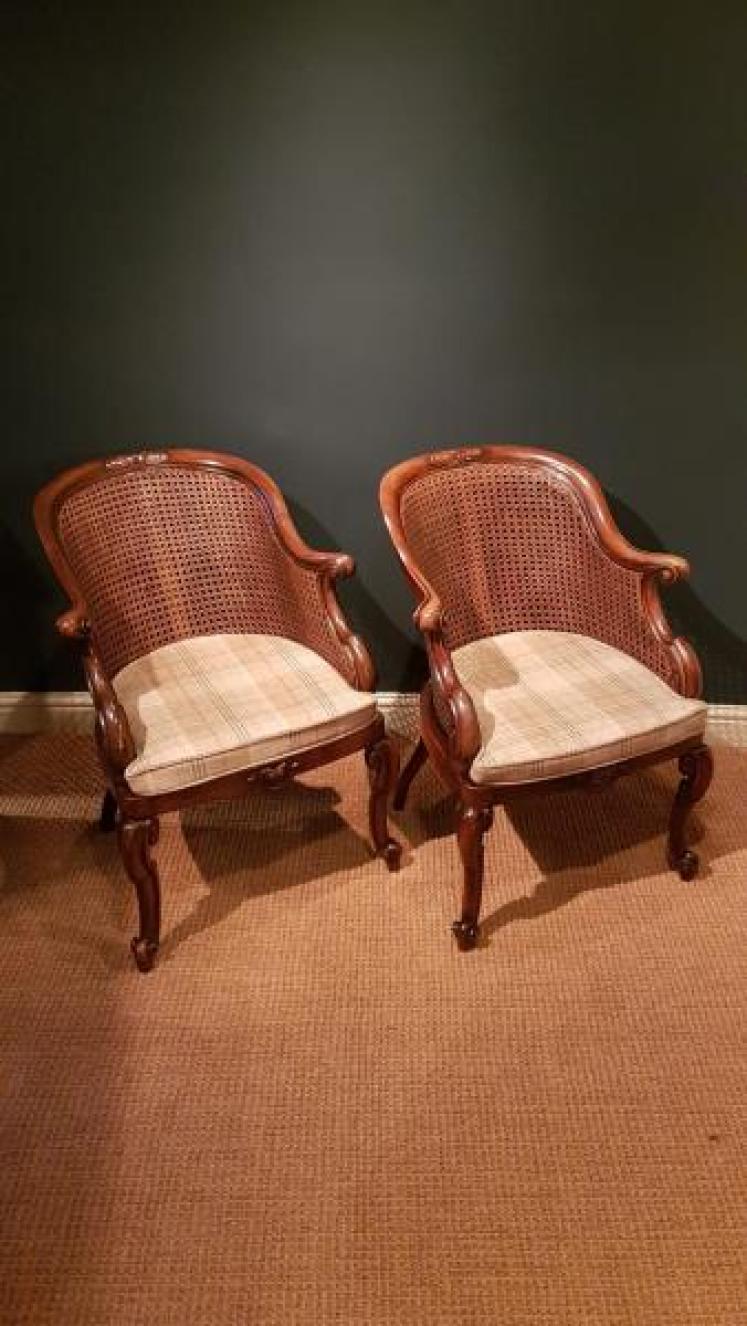 Superb Pair of Victorian Walnut Framed Bergere Chairs - Image 2