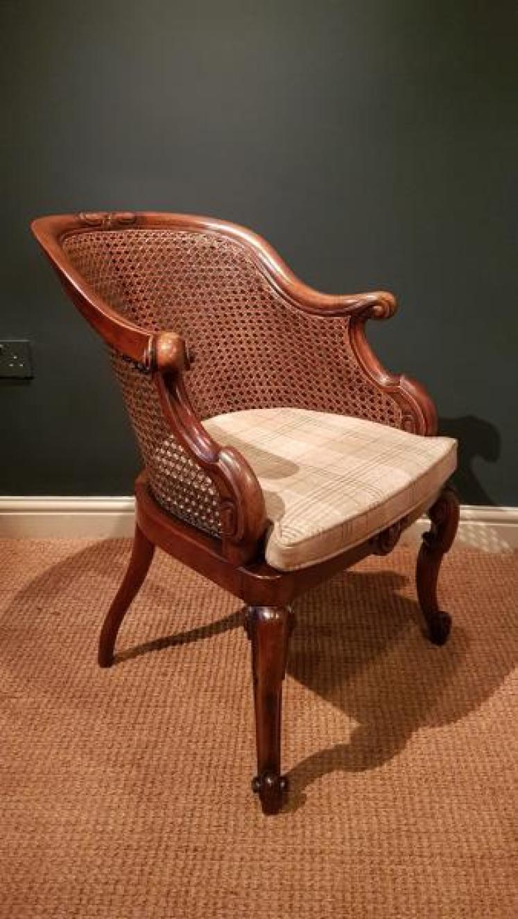 Superb Pair of Victorian Walnut Framed Bergere Chairs - Image 4