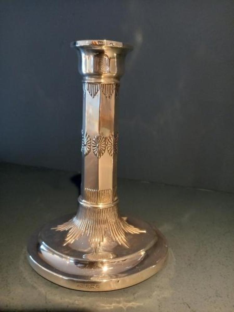 Superb Pair of Antique Silver Oval Base Candlesticks - Image 2