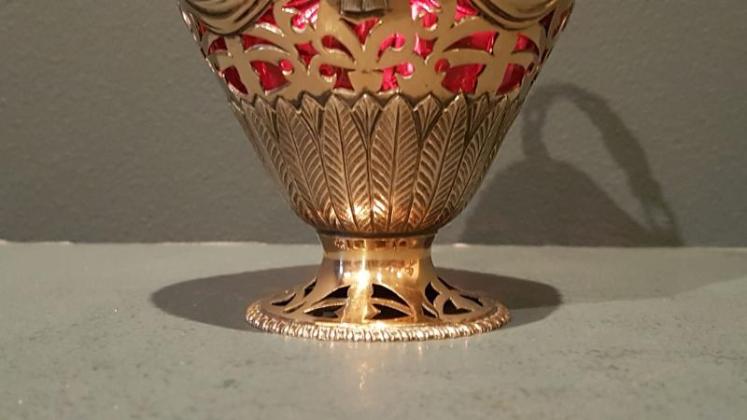 Edwardian Silver Gilt Bonbon Dish with Cranberry Liner - Image 6