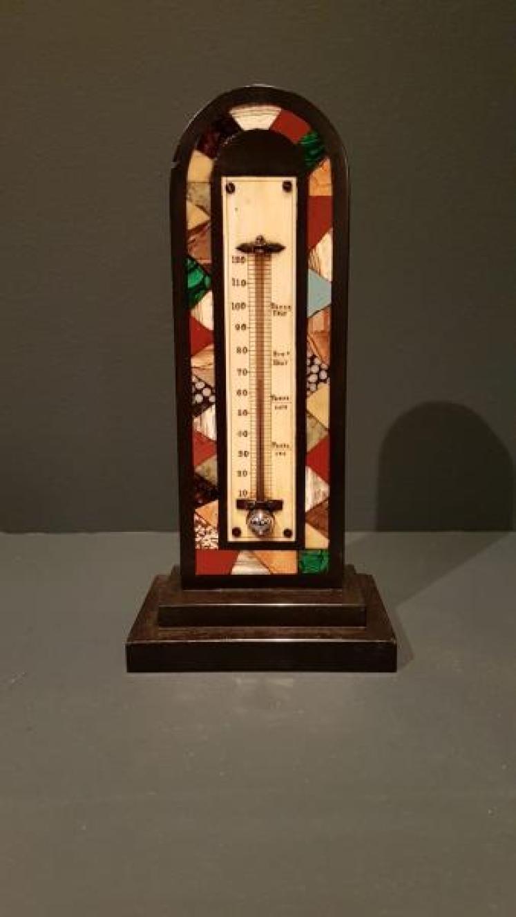 Victorian Slate and Specimen Marble Desk Top Thermometer - Image 1