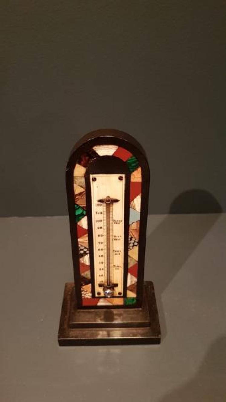 Victorian Slate and Specimen Marble Desk Top Thermometer - Image 2