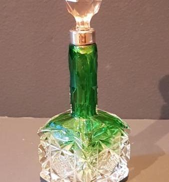 Victorian Emerald Flashed Silver Mounted Scent Bottle