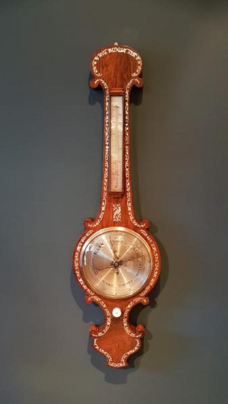 Victorian Rosewood Mother of Pearl Inlaid Barometer - Image 1