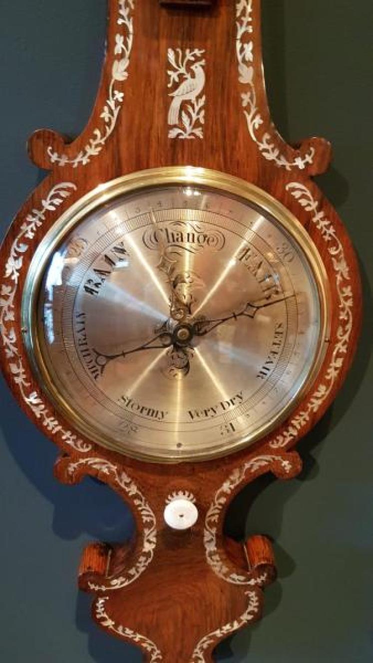 Victorian Rosewood Mother of Pearl Inlaid Barometer - Image 2