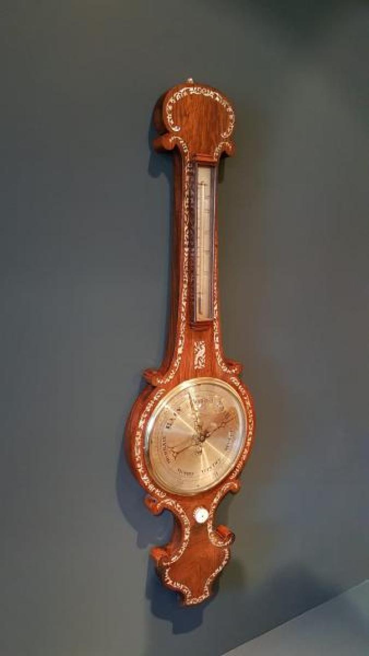 Victorian Rosewood Mother of Pearl Inlaid Barometer - Image 3