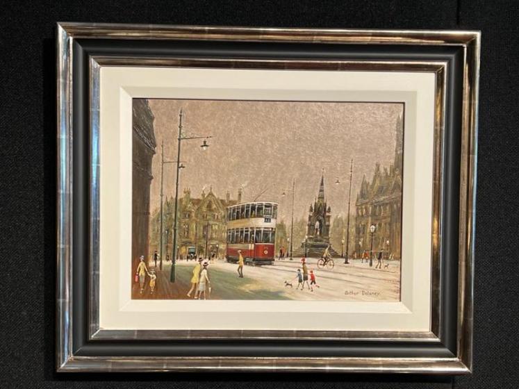 Arthur Delaney Oil on board ' Albert Square' Manchester - Image 1