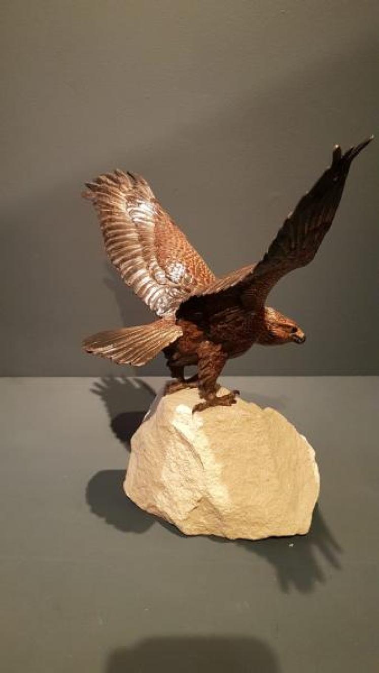 Late 19th Century Austrian Cold Painted Bronze Eagle - Image 7