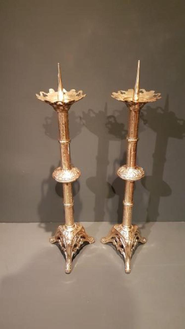 Large Pair of Victorian Brass Candlesticks - Image 7