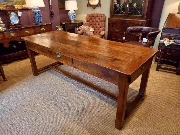 George III Period Elm Planked Top Farmhouse Table - Image 1