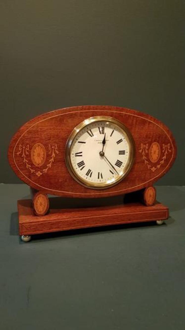 Unusual Edwardian Inlaid Mantel Clock - Image 1