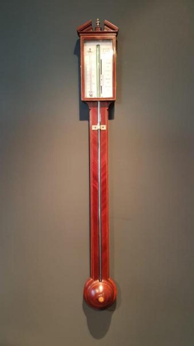 Antique Sheraton Inlaid Derby Stick Barometer - Image 1