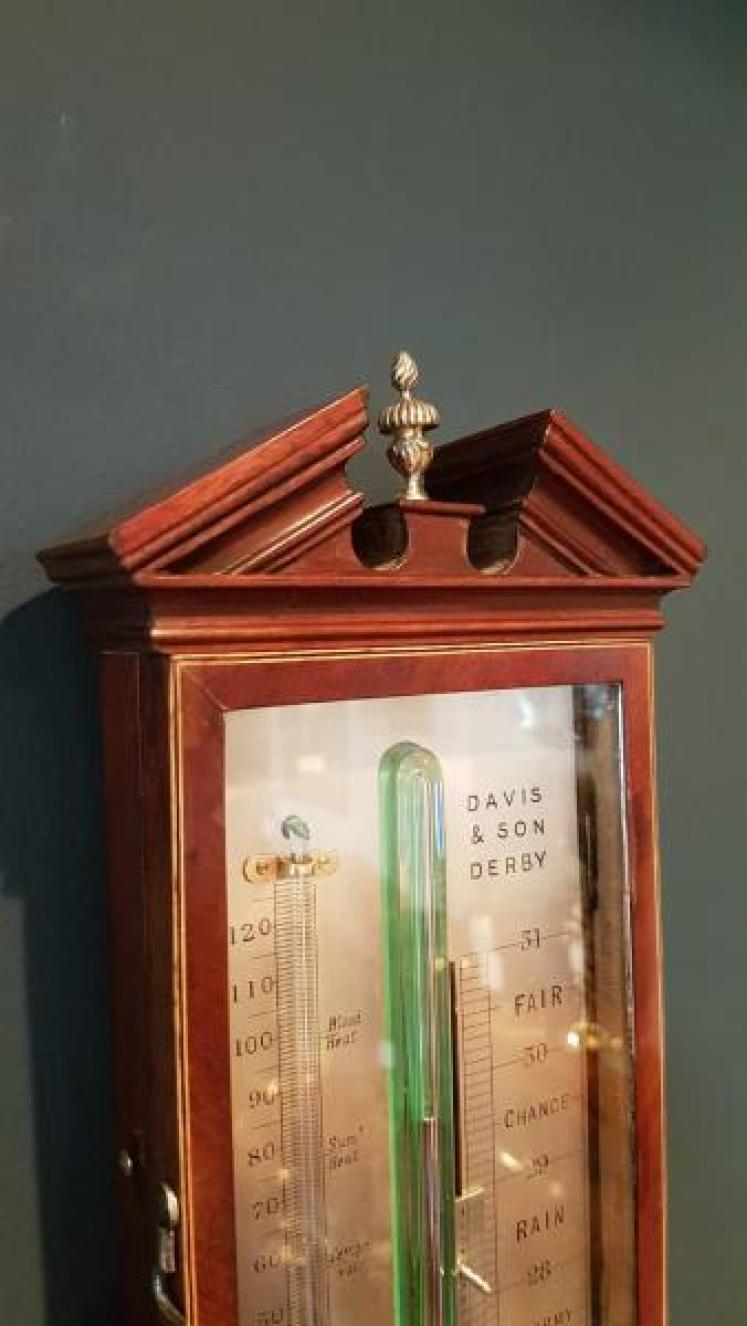 Antique Sheraton Inlaid Derby Stick Barometer - Image 3