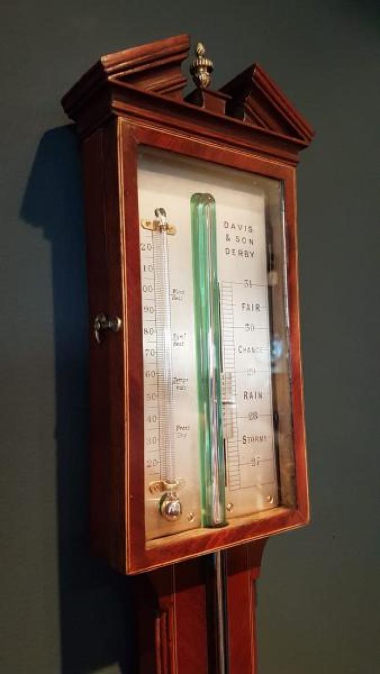Antique Sheraton Inlaid Derby Stick Barometer - Image 6