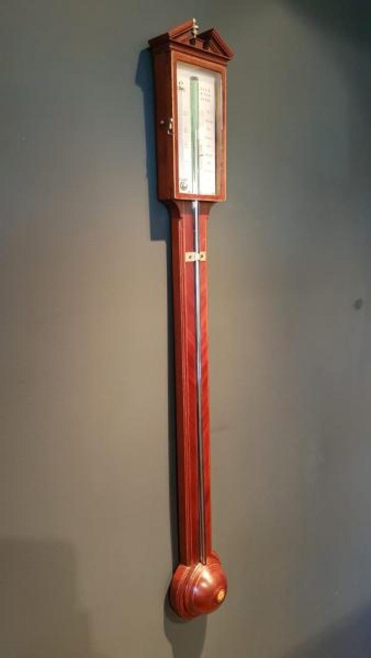 Antique Sheraton Inlaid Derby Stick Barometer - Image 7