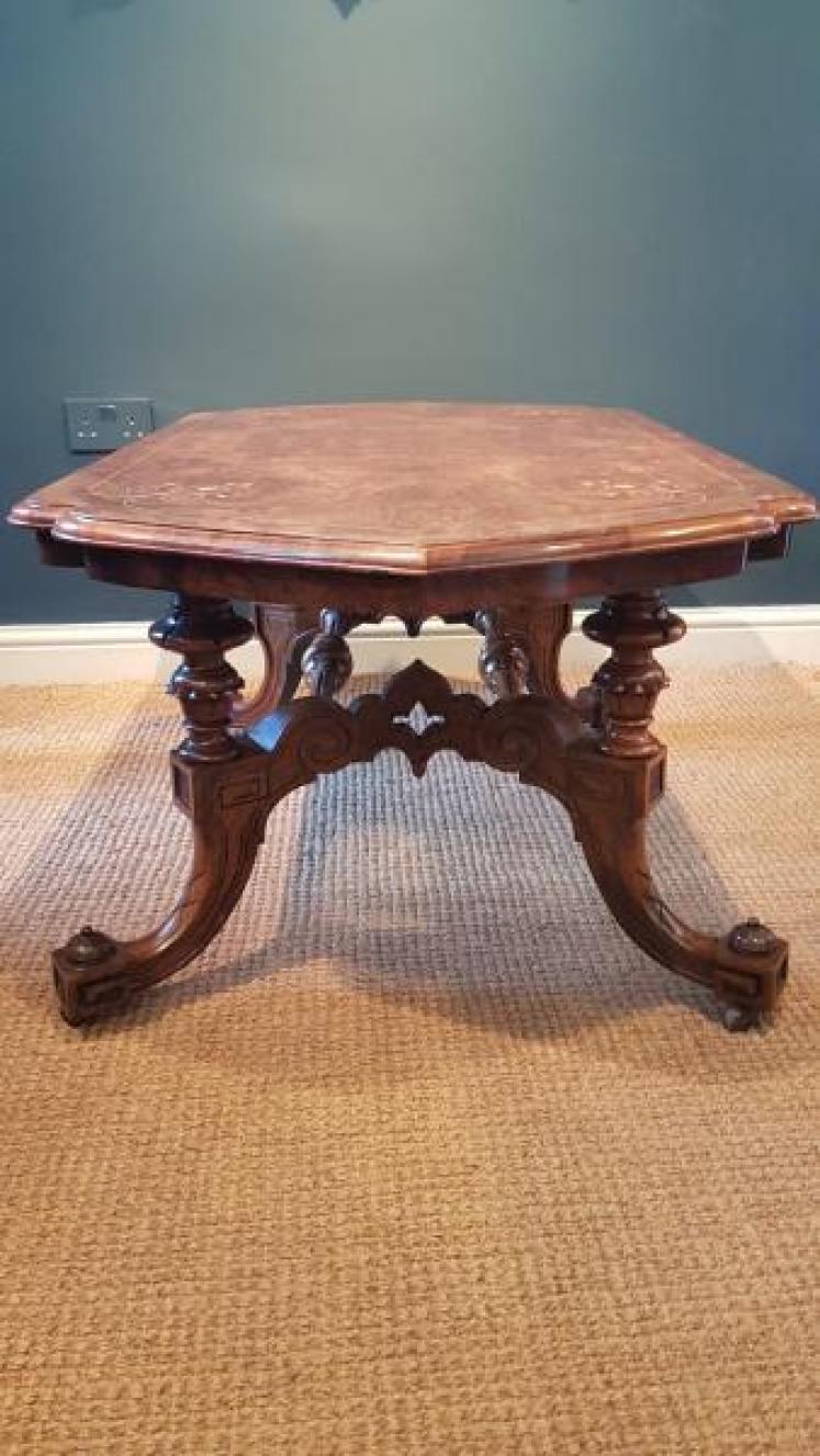 Fine Quality Inlaid Walnut Coffee Table - Image 7