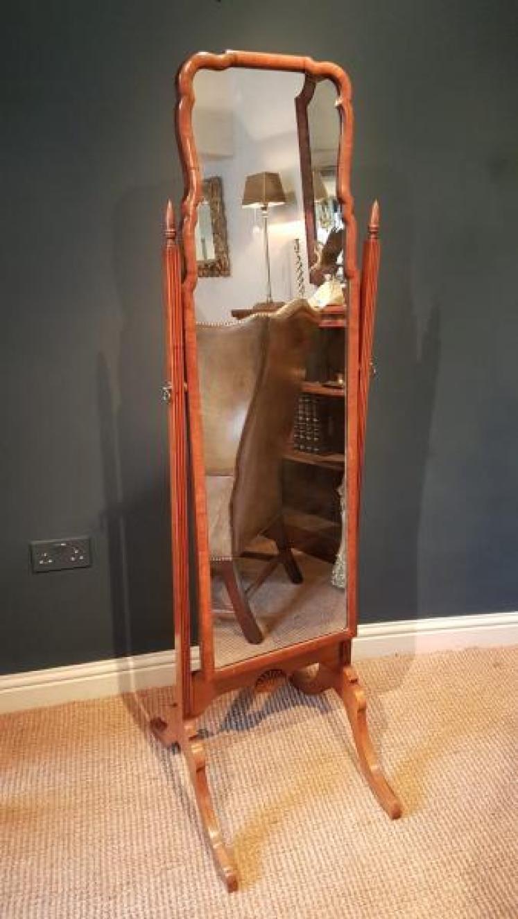 Edwardian Walnut Cheval Mirror - Image 1