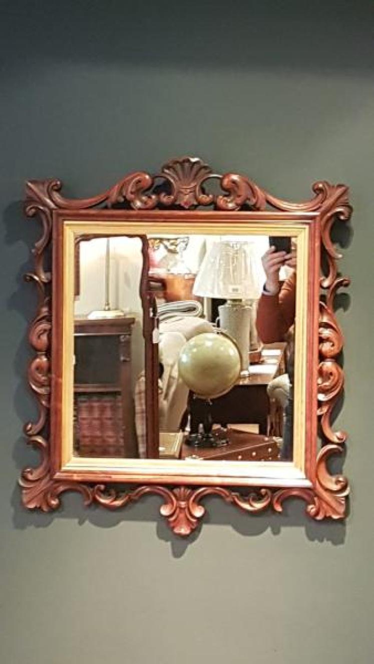 Victorian Carved Rosewood Mirror - Image 1
