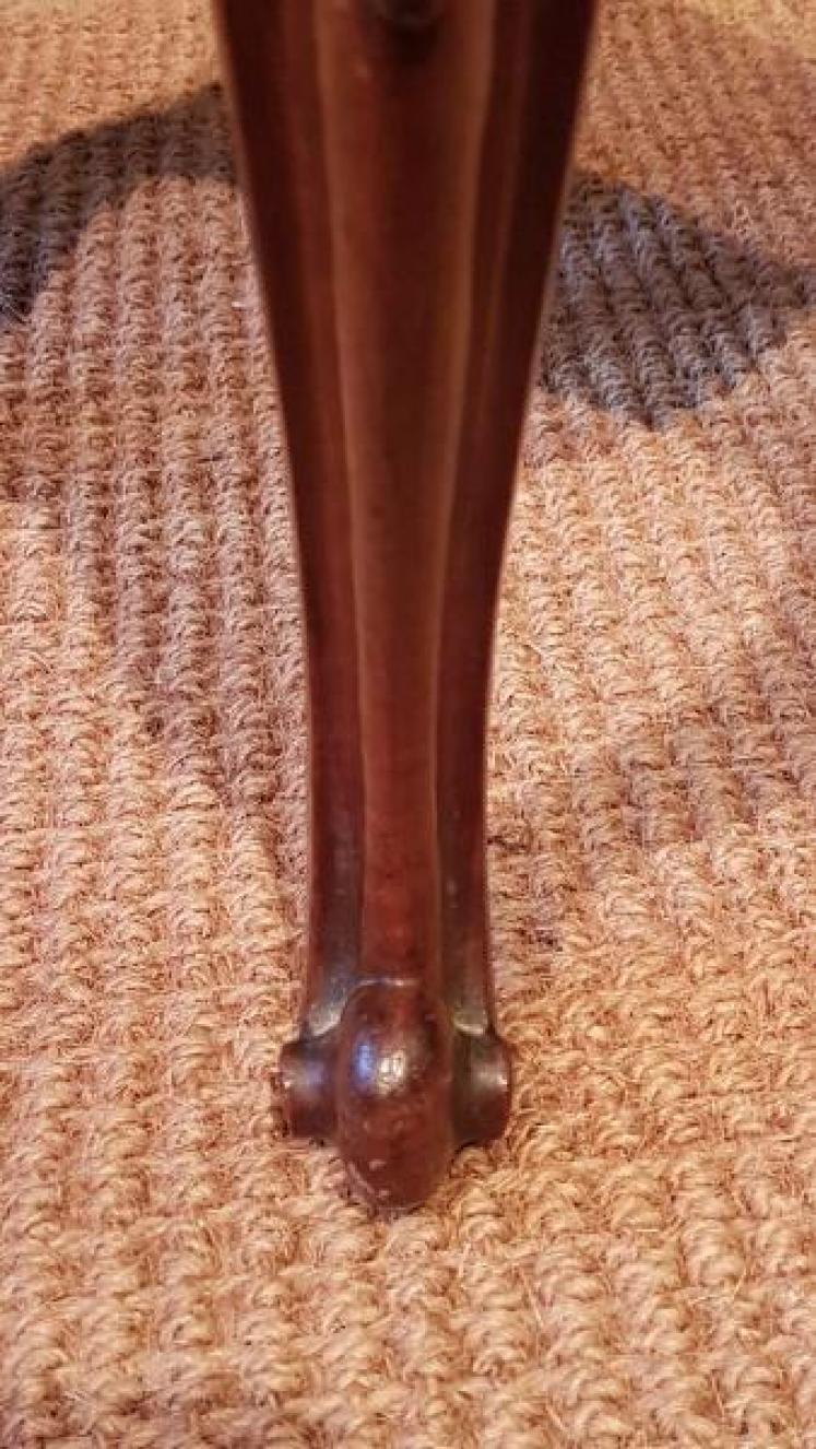 Antique Rosewood Cabriole Leg Leather Top Stool - Image 5