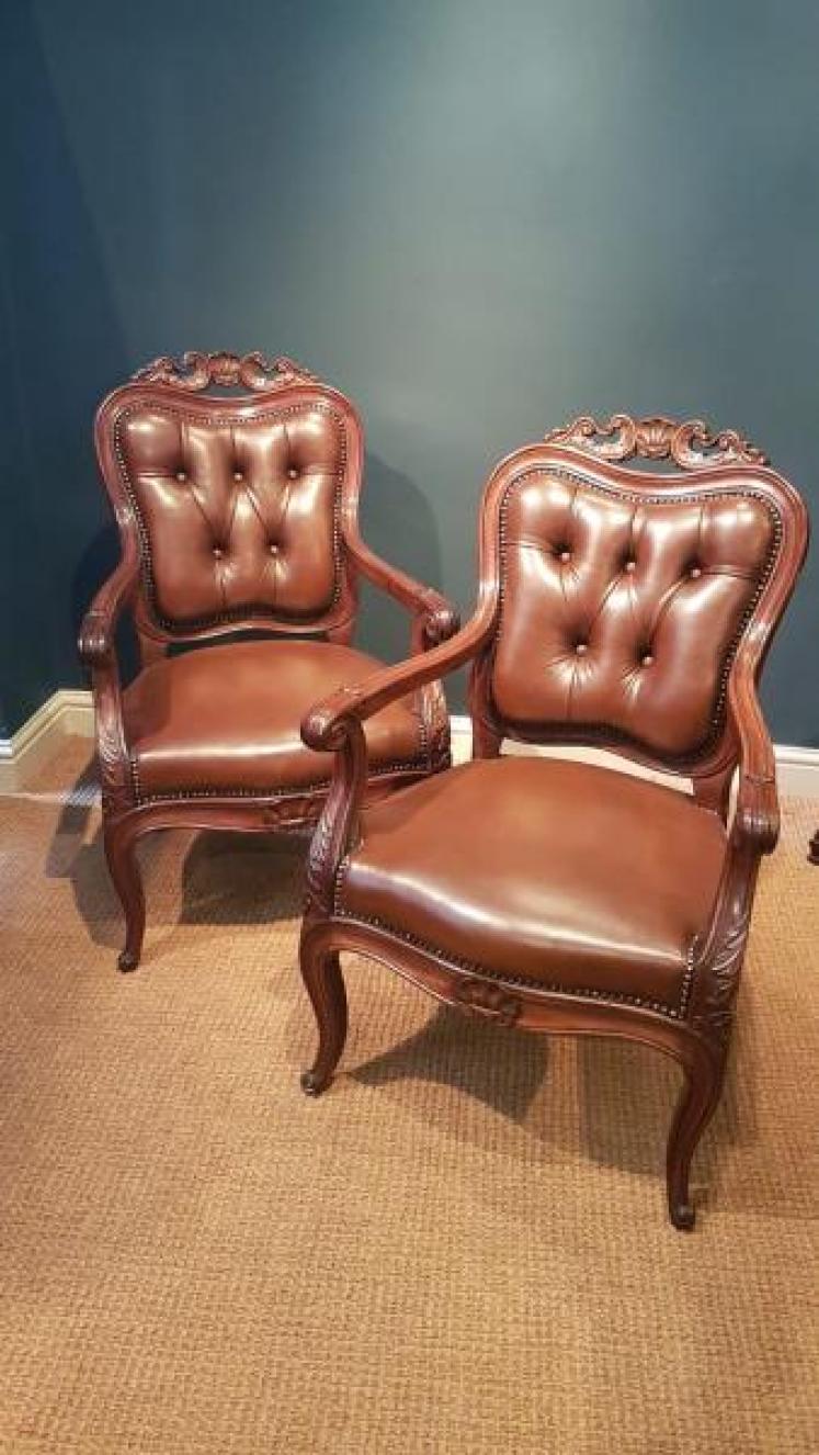 Matching Pair of Victorian Arm Chairs - Image 1