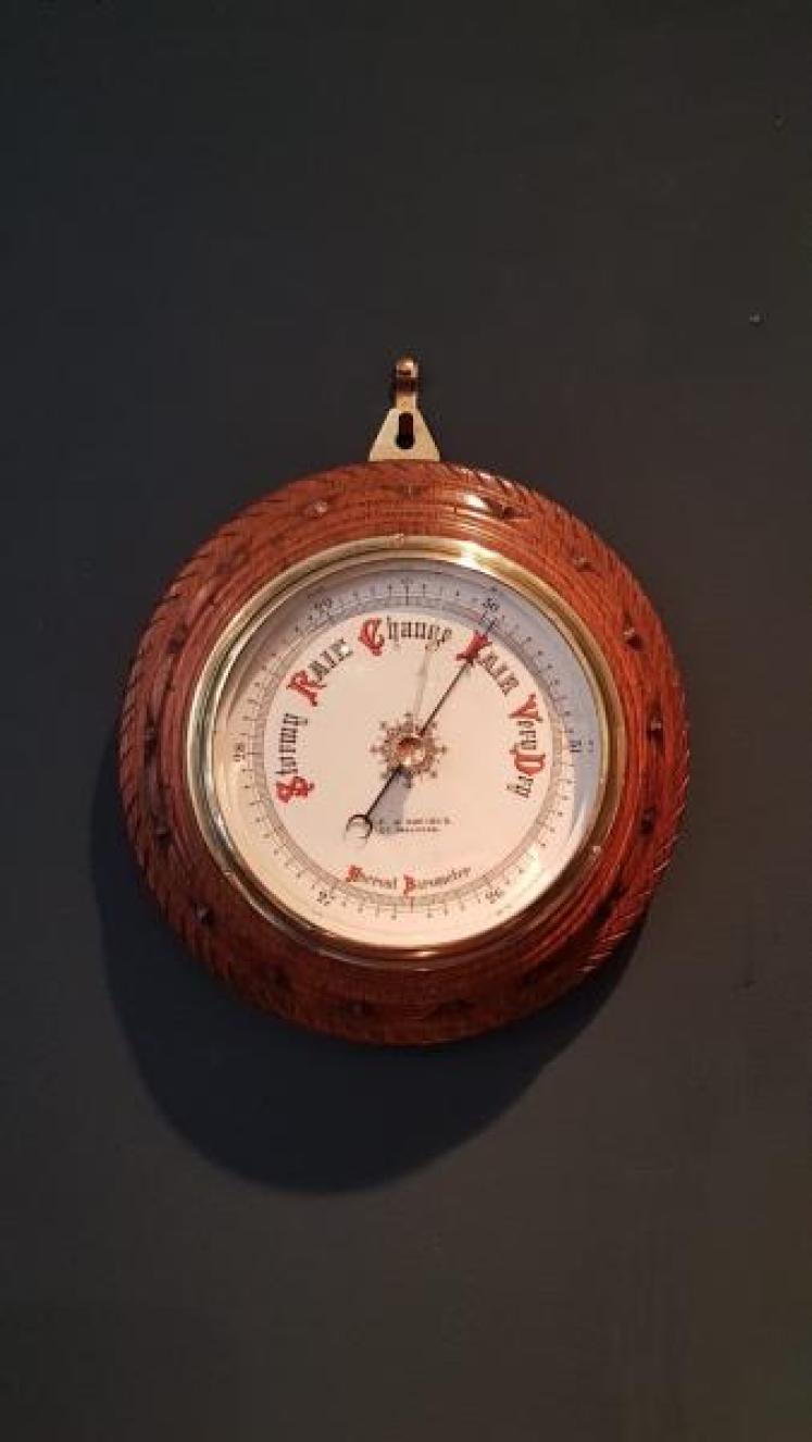 Victorian Oak Porcelain Dial Barometer - Image 1