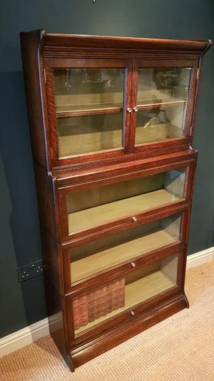  Original Edwardian Solid Oak Barristers Bookcase - Image 2