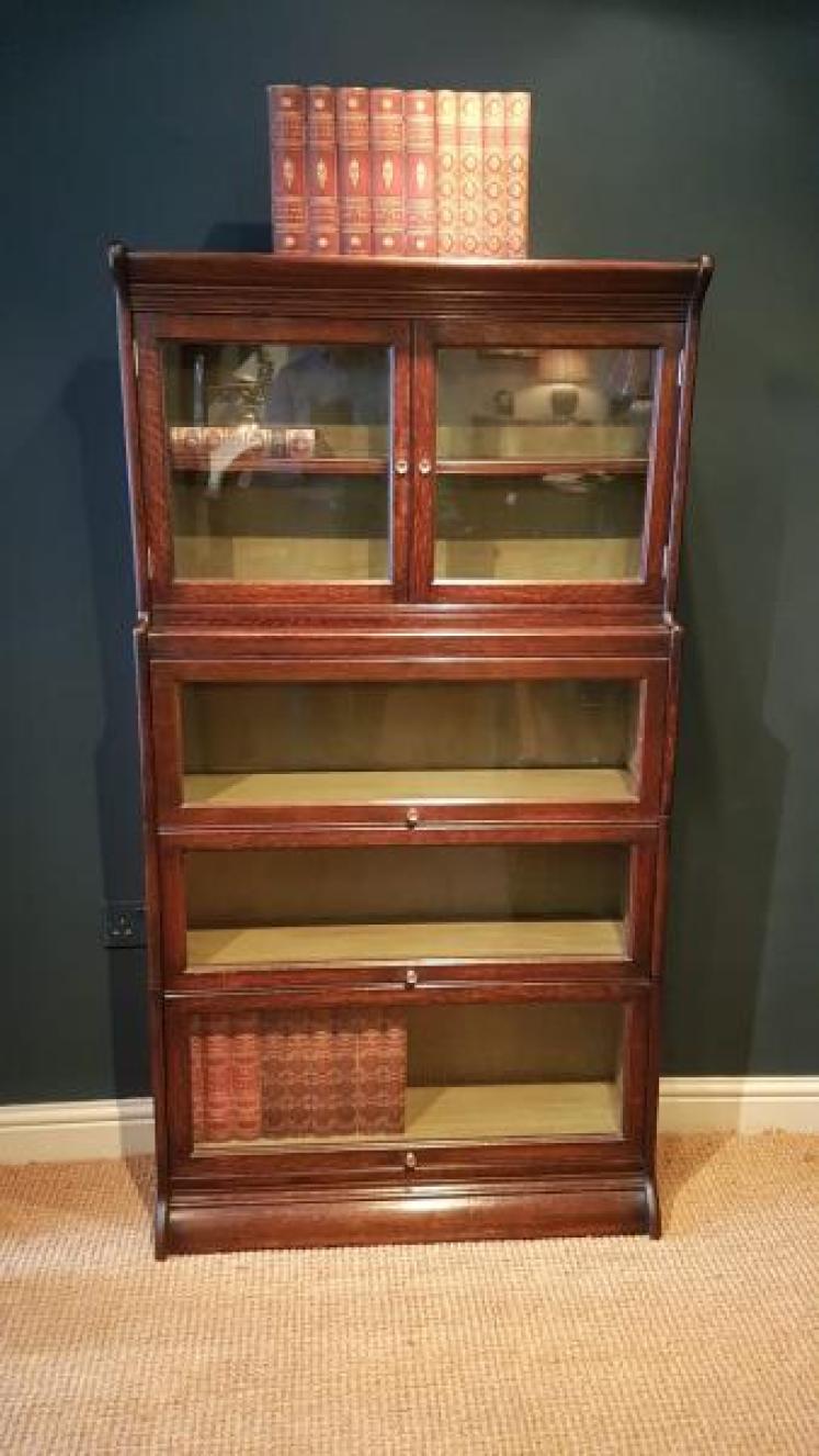  Original Edwardian Solid Oak Barristers Bookcase - Image 7