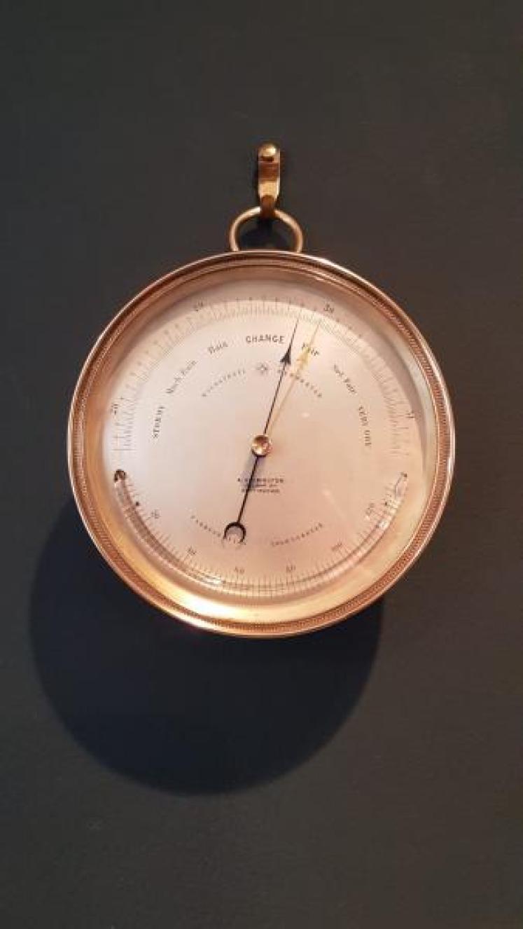 Quality Victorian Marine Barometer with Crescent Thermometer - Image 1