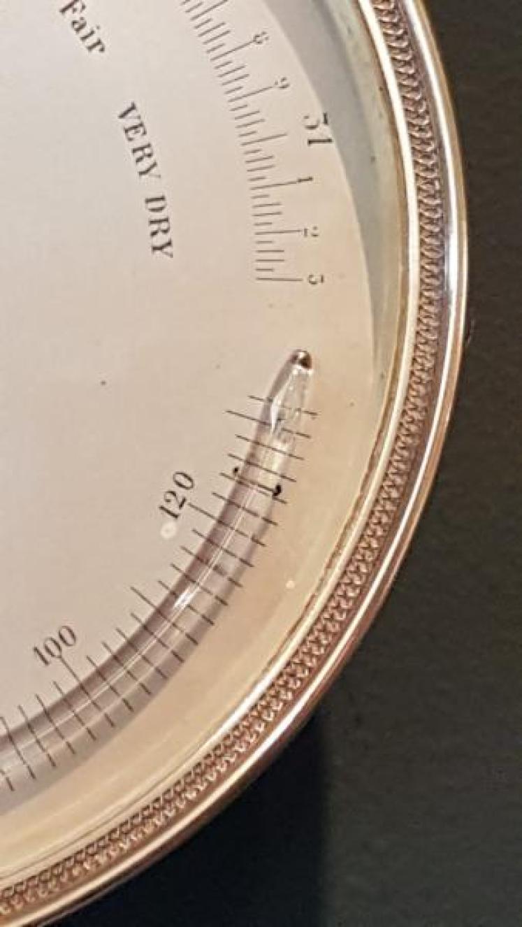 Quality Victorian Marine Barometer with Crescent Thermometer - Image 6