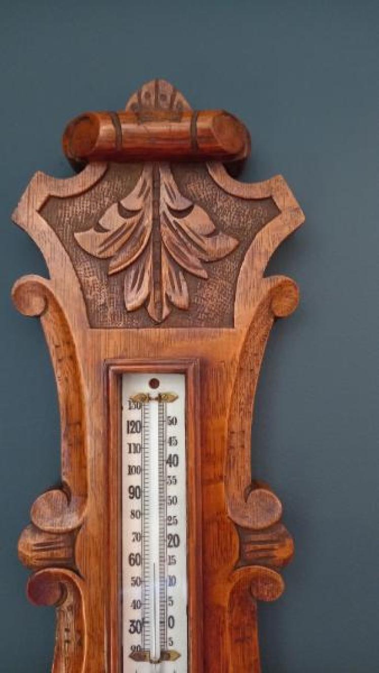 Mid Victorian Small Polished Oak Banjo Barometer - Image 5
