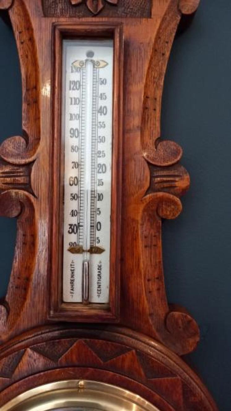 Mid Victorian Small Polished Oak Banjo Barometer - Image 6