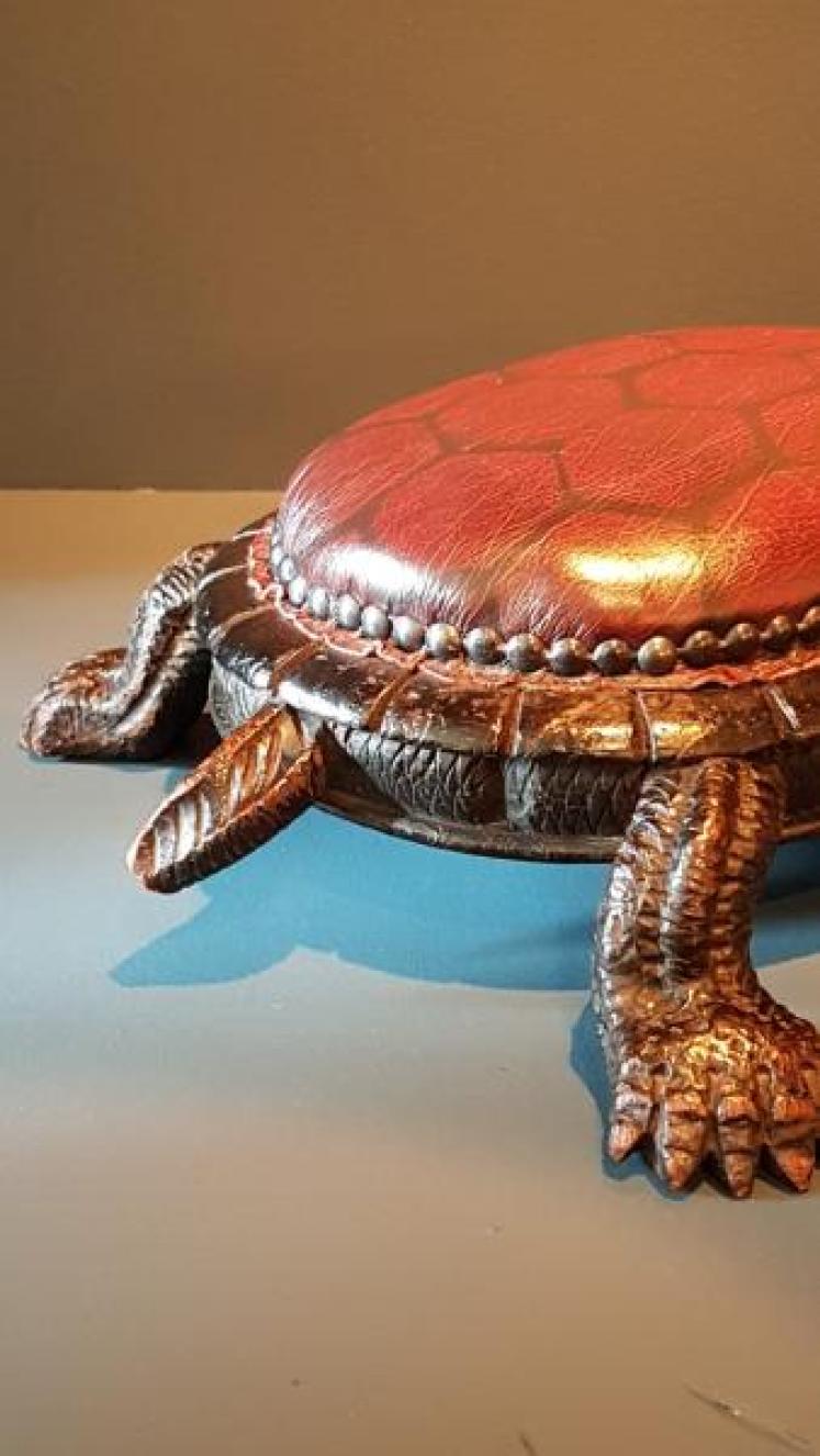 Victorian Carved Walnut Turtle Foot Stool - Image 6