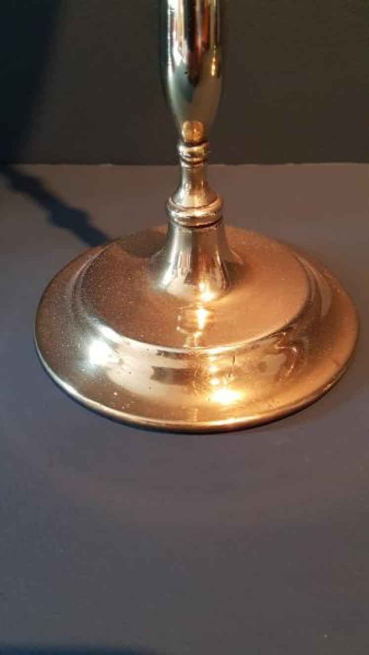 Tall Pair of Antique Cast Brass Candlesticks - Image 2
