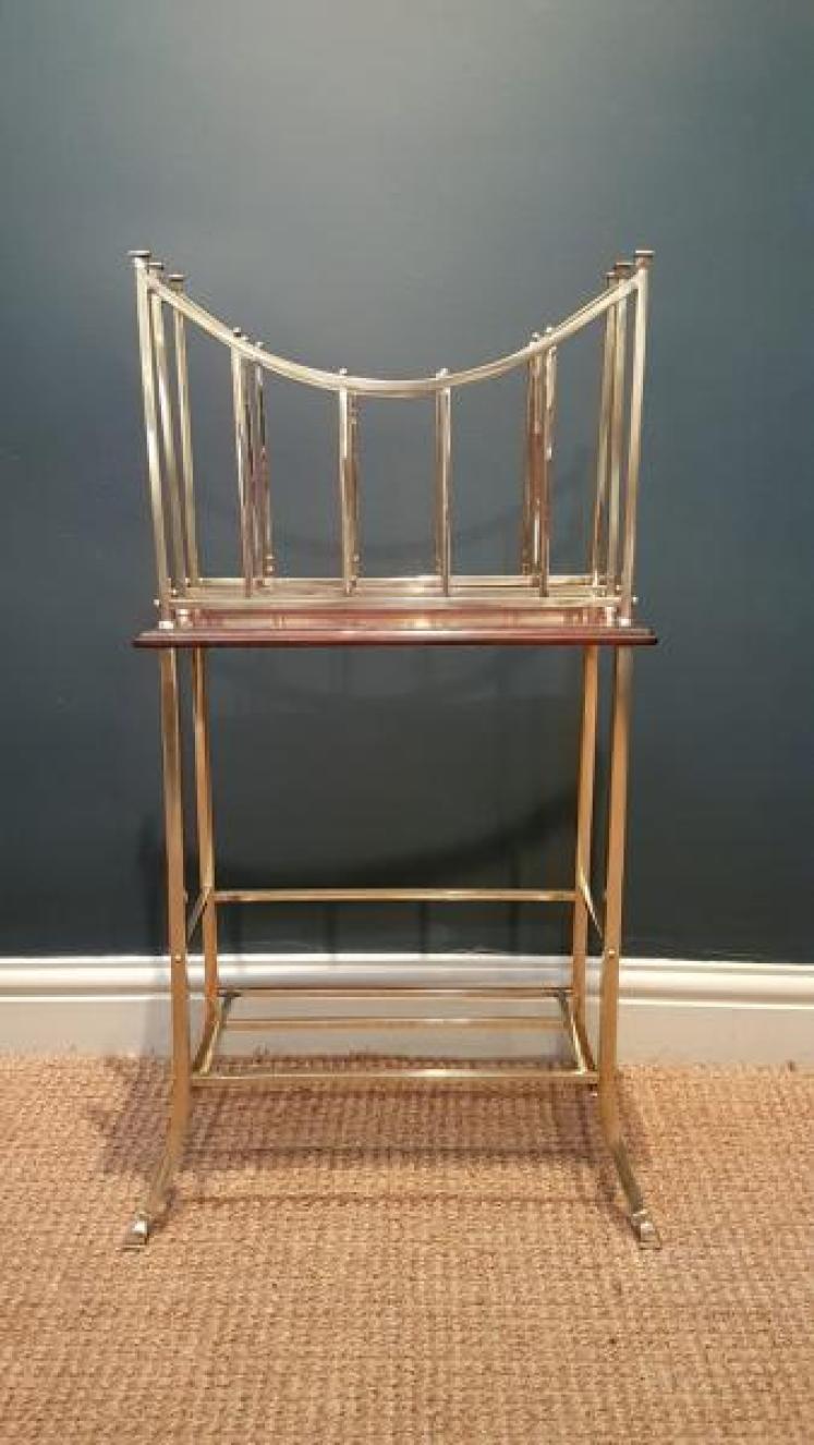 Edwardian Brass and Mahogany Magazine and Book Stand - Image 2