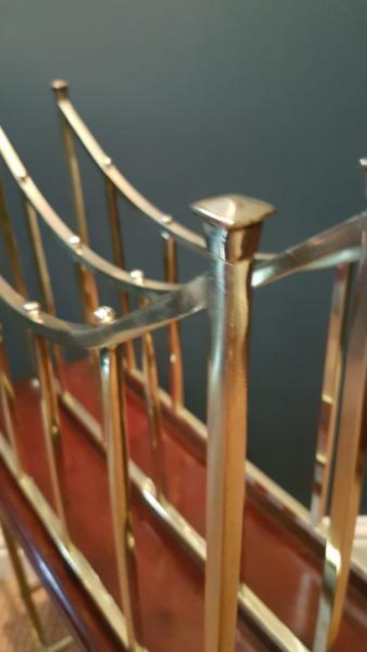 Edwardian Brass and Mahogany Magazine and Book Stand - Image 5